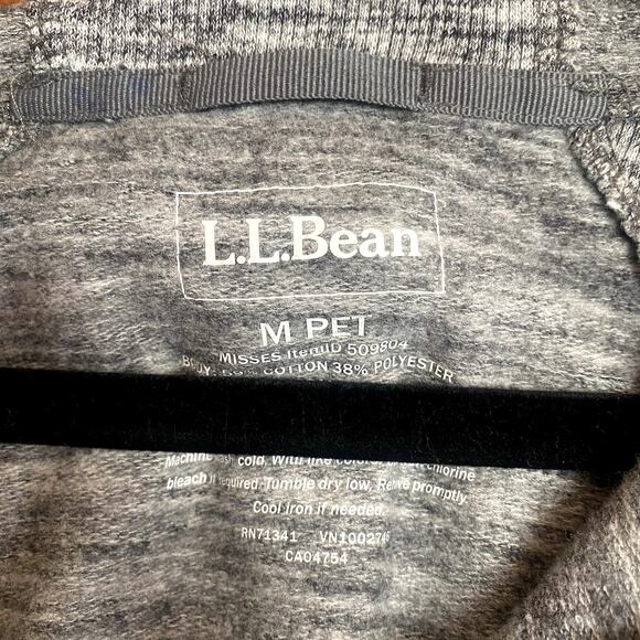 LL Bean Grey Hooded Zip Up Jacket size Medium Petite - Picture 3 of 5